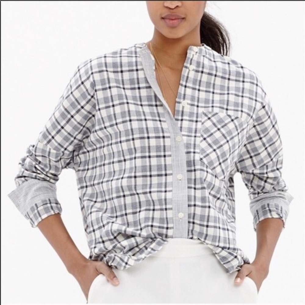 NWOT Madewell Collarless Messenger Shirt